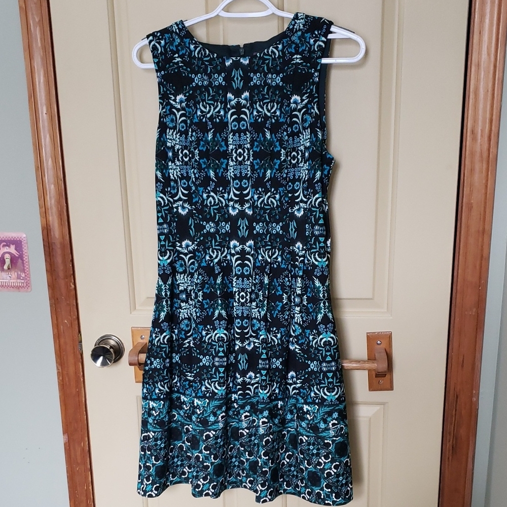 Vince Camuto Blue and Black Midi Dress